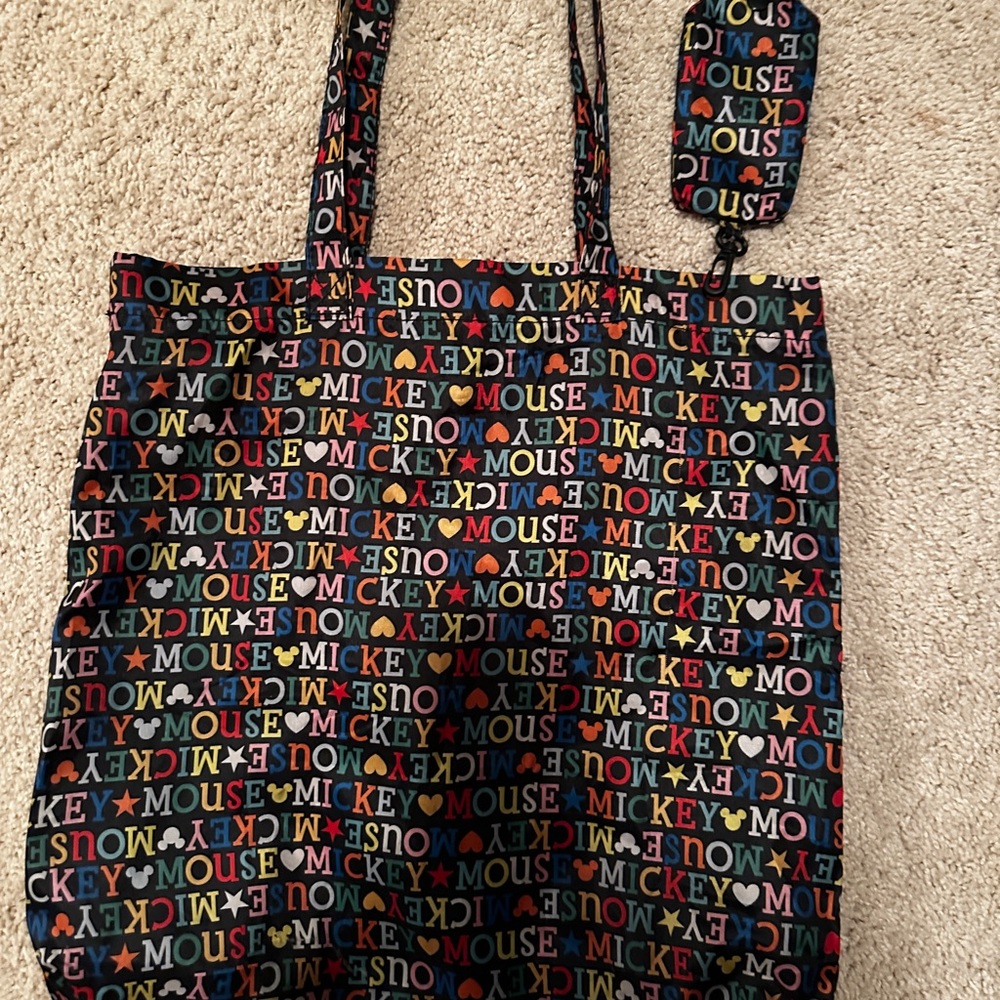Disney Red and Blue Tote Bag Vibrant Pattern Durable